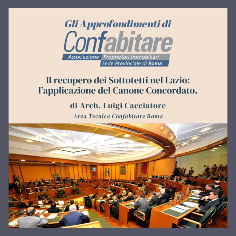 Il recupero dei Sottotetti nel Lazio: l’applicazione del canone concordato.