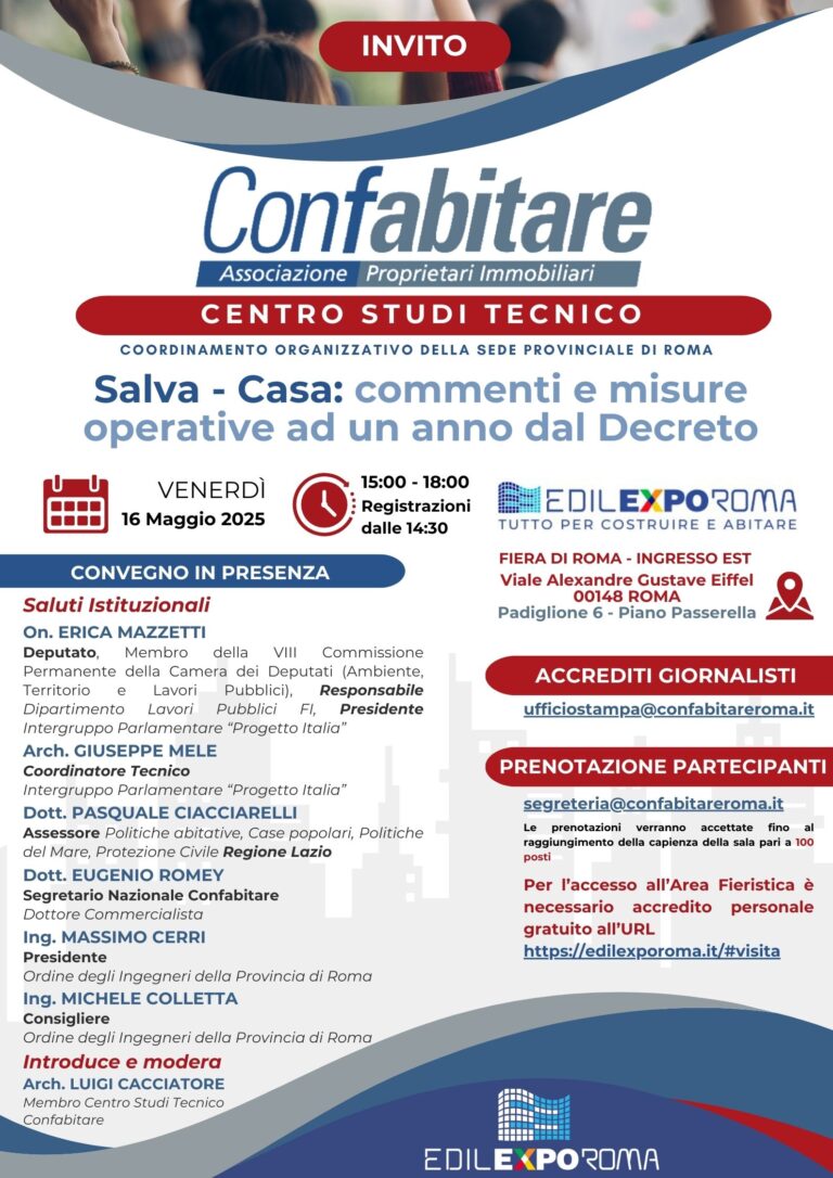 Convegno Confabitare “Salva-Casa: Commenti e Misure Operative ad un anno dal Decreto”